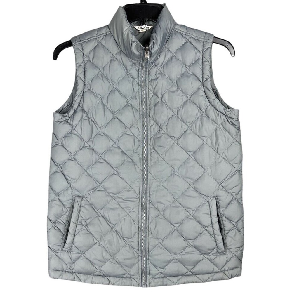 Lands End Kids Quilted Puffer Vest Full Zip Sleeveless Layering L 14-16‎ Girls